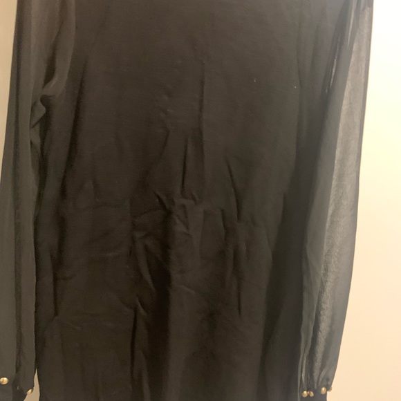 I.N.Cinternational concept black sheer long sleeve mini dress gold button pocket - Picture 2 of 6